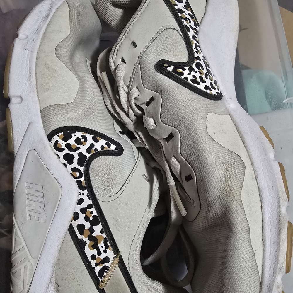 Nike White Sneakers with Leopard Accents